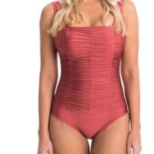 TOG Australian swimwear square neck gathered flattering front size 12 high end